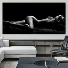 The beautiful lines of the female form. Studio photography printed on canvas. 1 of 2.