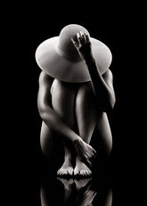 Sensual sitting female shadow photography reprinted on canvas.