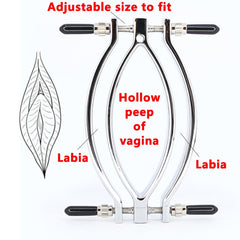 Labia Clamp Adjustable Vagina Speculum in Stainless Steel with Tip Covers