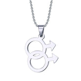 Necklace LGBT Pride twin Mars symbol pendant in Silver