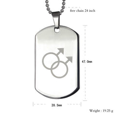 Necklace LGBT Pride twin Mars symbol dog tag in Silver.