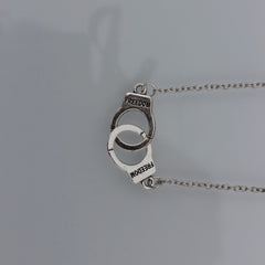 Necklace handcuffs pendant, silver plated