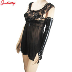Latex fingerless gloves, elbow length by Candyway