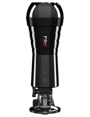 PDX Elite Cock Compressor Vibrating Stroker - USB Rechargeable Vibrating Pussy Stroker with Suction Base