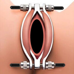 Labia Clamp Adjustable Vagina Speculum in Stainless Steel with Tip Covers