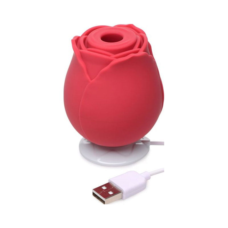 10X Wild Rose Silicone Suction Stimulator Red - Shhh...