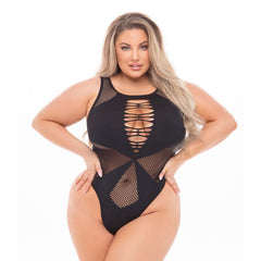 Duchess High Neck Bodysuit in Black OR Red - Queen Size