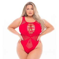 Duchess High Neck Bodysuit in Black OR Red - Queen Size