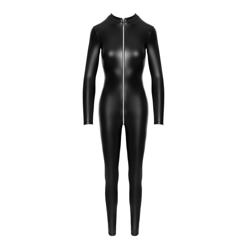 Power Wetlook Latex Look Catsuit w Front Zipper - Extra Large