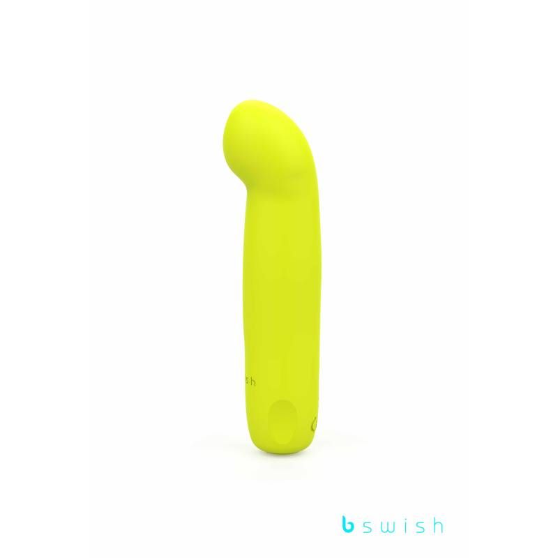 Yellow bullet vibrator for women with 'swish' branding on a white background