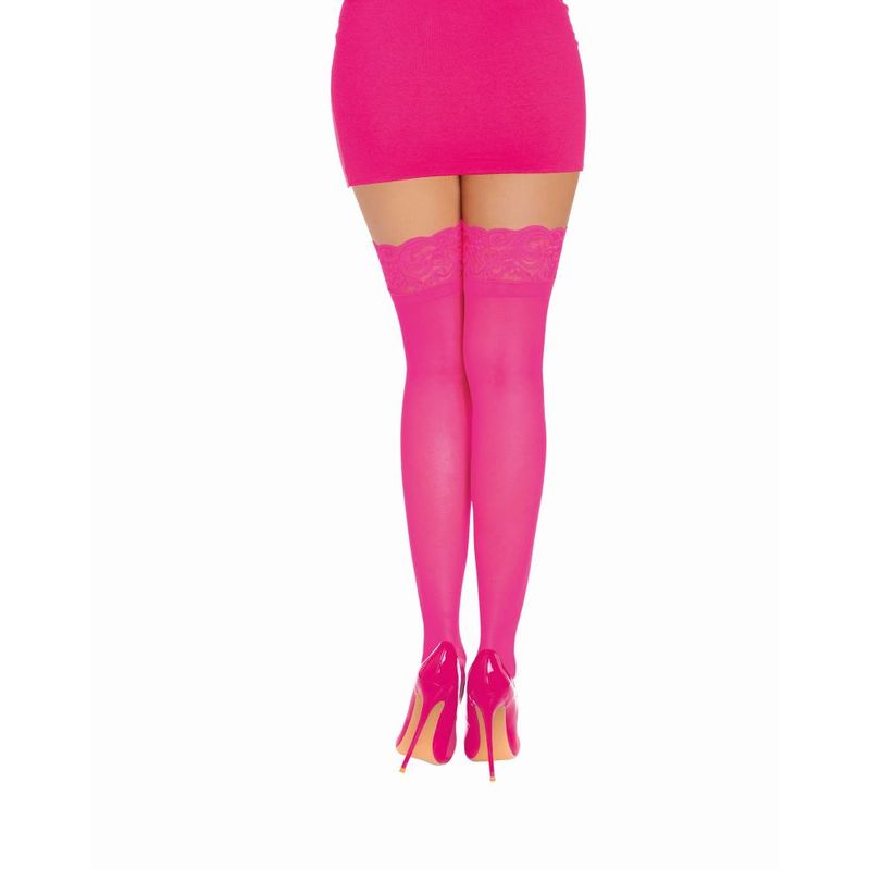 Dreamgirl Thigh High Silicone Stockings Neon Pink