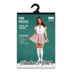 3 Pc Sexy Private School Girl Costume - Pink 2 Sizes