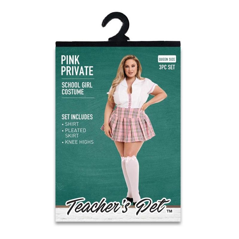3 Pc Sexy Private School Girl Costume - Pink 2 Sizes