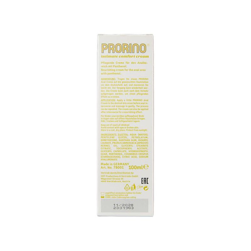 PRORINO Unisex Sensitive Anal Comfort Cream 100ml