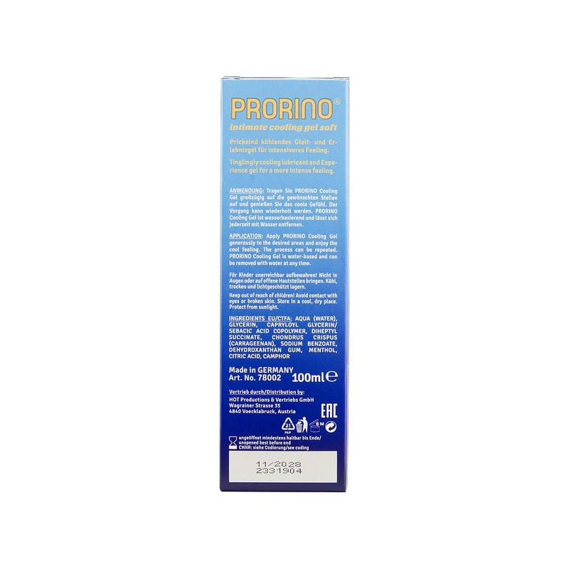 PRORINO Cooling Gel SOFT Water Based Lubricant - 100ml