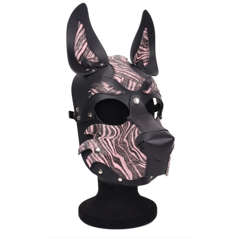 Faux Leather Dog Hood for BDSM Puppy Play - Pink
