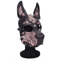 Faux Leather Dog Hood for BDSM Puppy Play - Pink