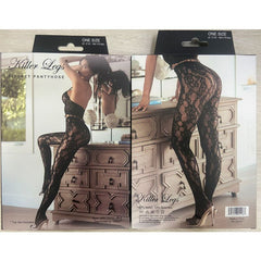 Ethnic Button Pattern Fishnet Tights Black