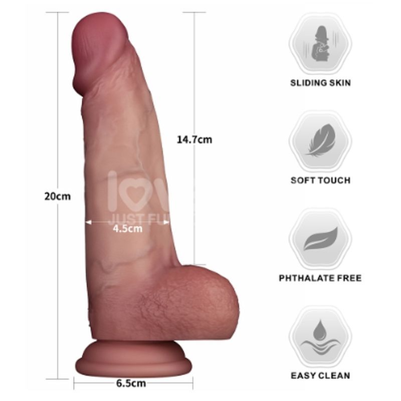 Sliding Skin Pro Dual Layer Silicone Dong 8in