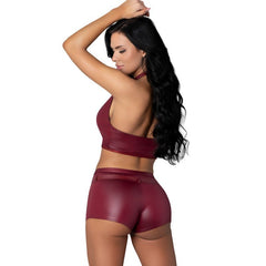 Thalia Burgundy Tease Two Piece Set