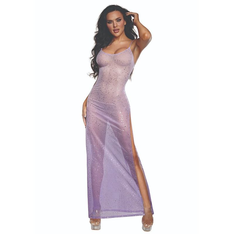 DreamGirl Ombre Glitter Mesh Gown Lilac