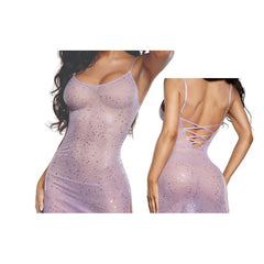 DreamGirl Ombre Glitter Mesh Gown Lilac