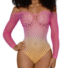 DreamGirl Fishnet Off The Shoulder Bodysuit Black