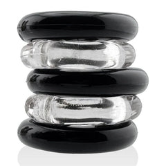 Jacker Stack 5 Pc Strong Cock Ring Clear Black