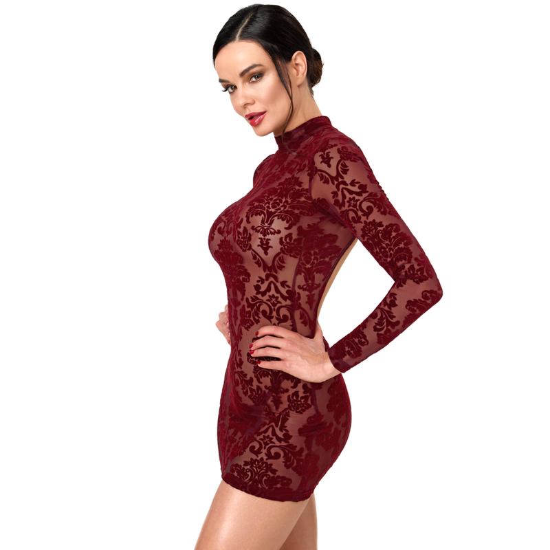Masquerade Open Back Mini Dress Burgundy