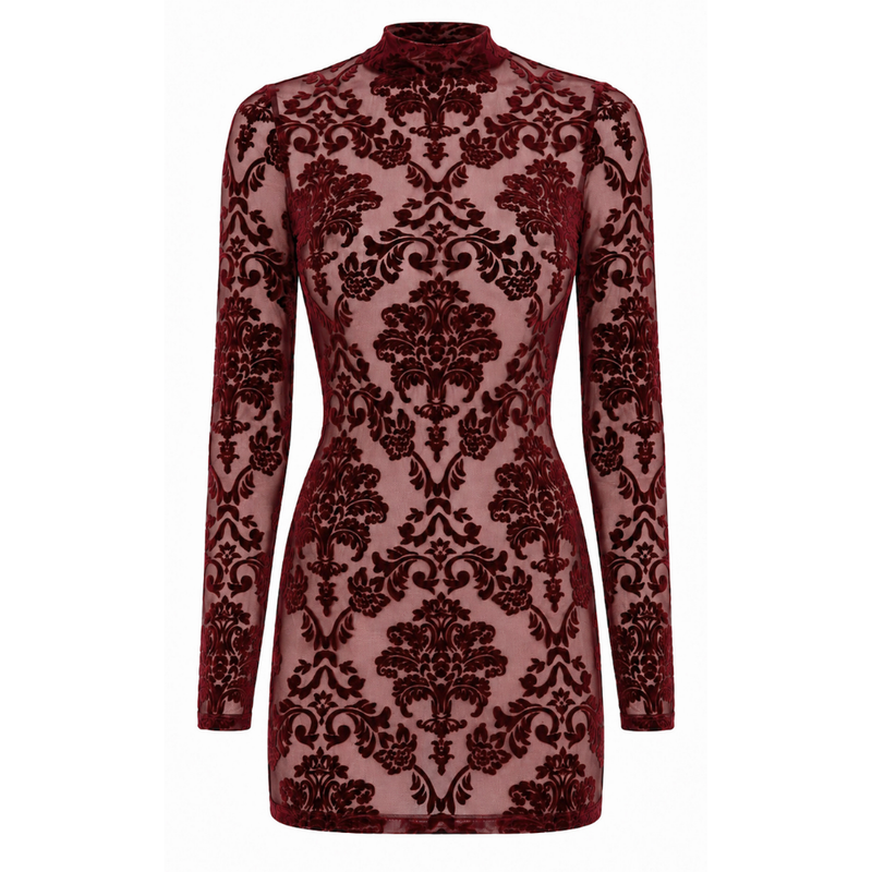 Masquerade Open Back Mini Dress Burgundy
