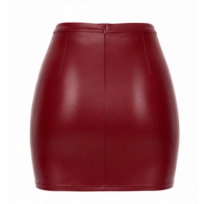 Bordeaux Affair Wet Look Mini Skirt Burgundy