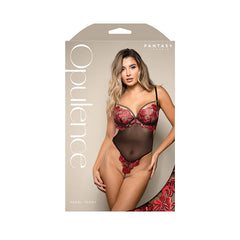 OPULENCE Floral Pearl Teddy - Black S/M
