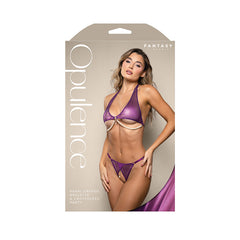 OPULENCE Pearl Draped Bralette & Crotchless Panty - M/L