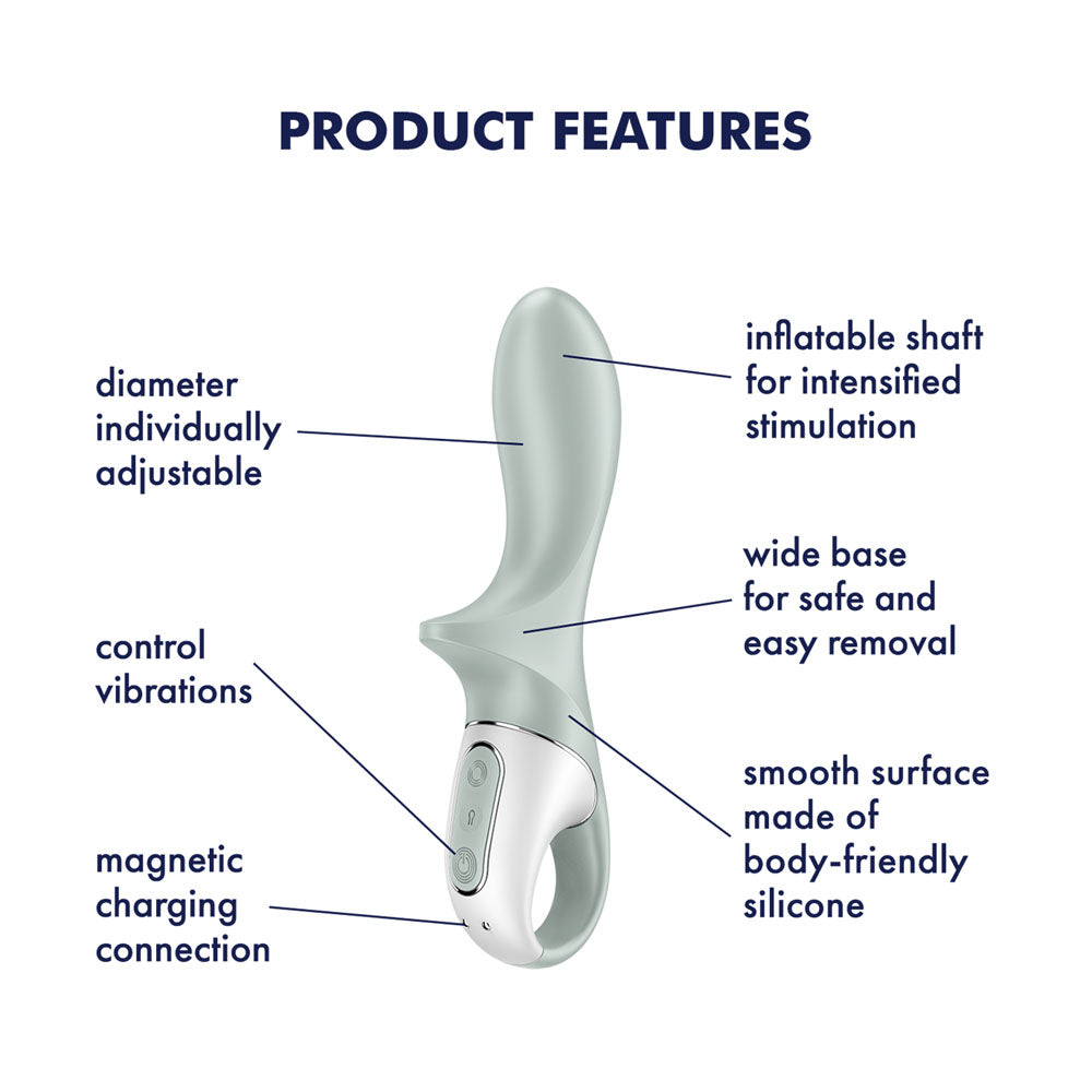 Satisfyer Air Pump Booty 3 USB Rechargeable Inflatable Anal Vibrator - Grey