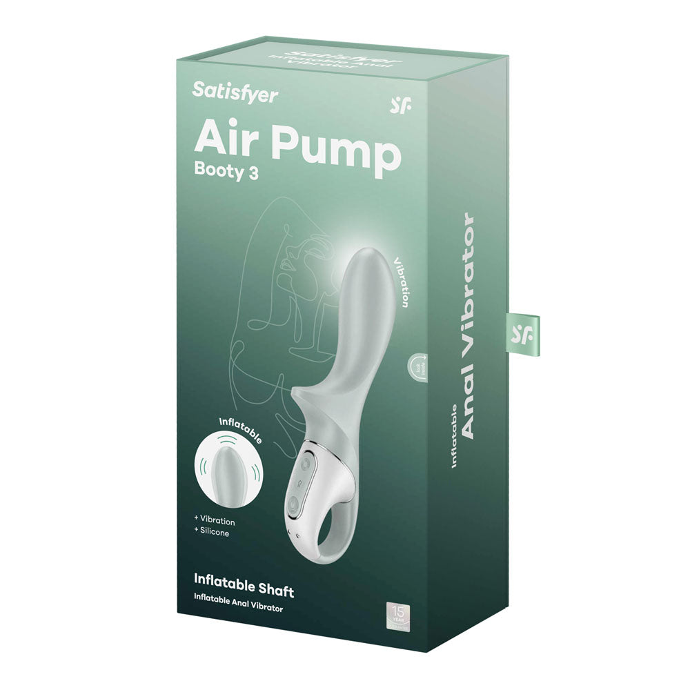 Satisfyer Air Pump Booty 3 USB Rechargeable Inflatable Anal Vibrator - Grey