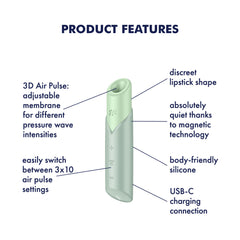 Satisfyer Naughty Kiss - Mint  USB Rechargeable Air Pulse Stimulator