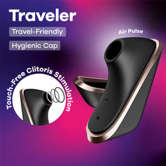 Satisfyer Traveler - Black - Black USB Rechargeable Air Pulse Clitoral Stimulator
