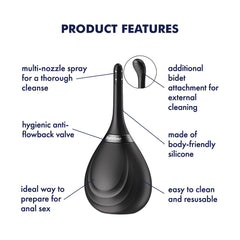 Satisfyer Clean & Play 2-in-1 - Black Unisex Douche with 2 Nozzles