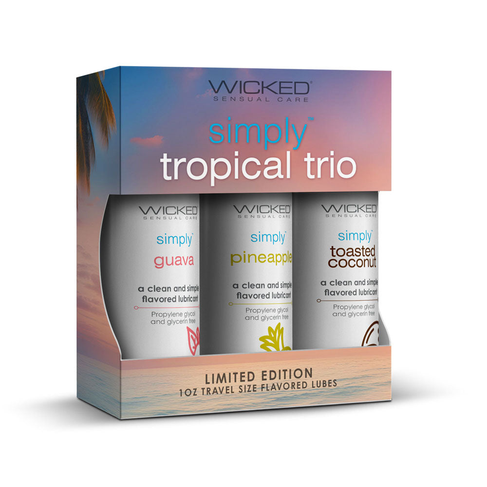 Wicked Simply Tropical Trio Flavoured Water Based Lube - Set of 3 x 30 ml Bottles
