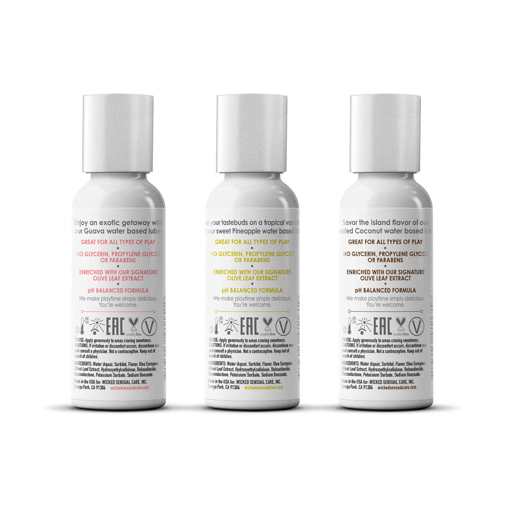 Wicked Simply Tropical Trio Flavoured Water Based Lube - Set of 3 x 30 ml Bottles