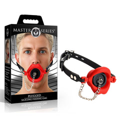 Master Series Plugged - Red Lips Silicone Feeding Mouth Gag