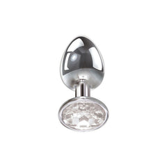Adam & Eve Metal Anal Plug with Clear Gem  - Large - Shhh...
