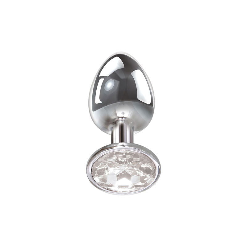 Adam & Eve Metal Anal Plug with Clear Gem  - Large - Shhh...