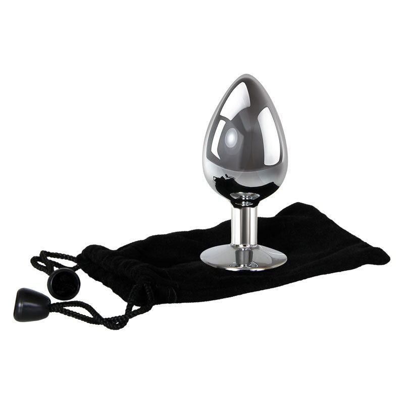 Adam & Eve Metal Anal Plug with Clear Gem  - Large - Shhh...