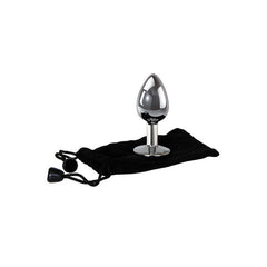 Adam & Eve Metal Anal Plug with Clear Gem - Medium - Shhh...