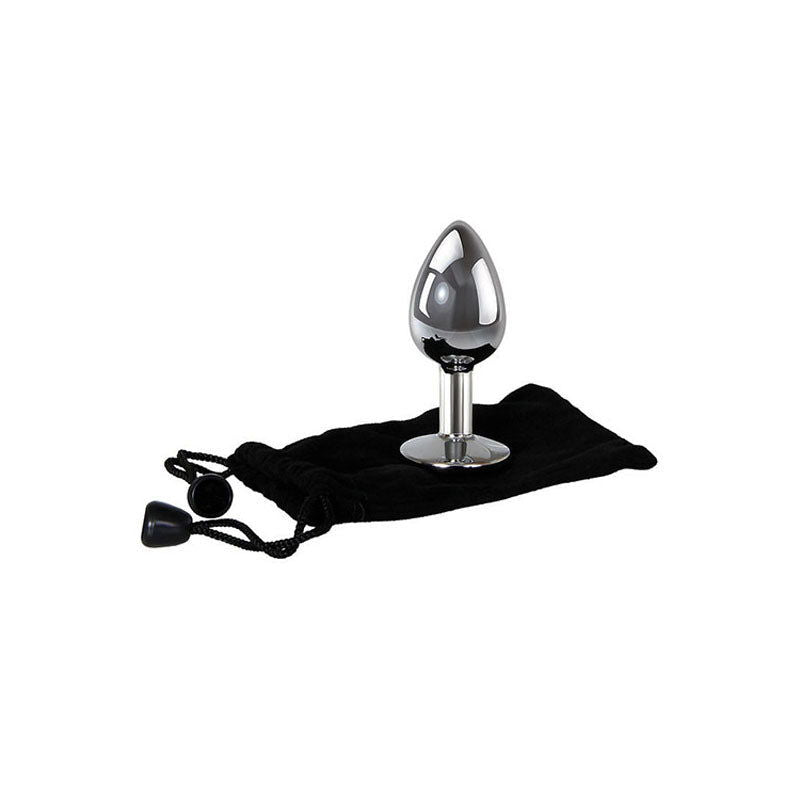 Adam & Eve Metal Anal Plug with Clear Gem - Medium - Shhh...