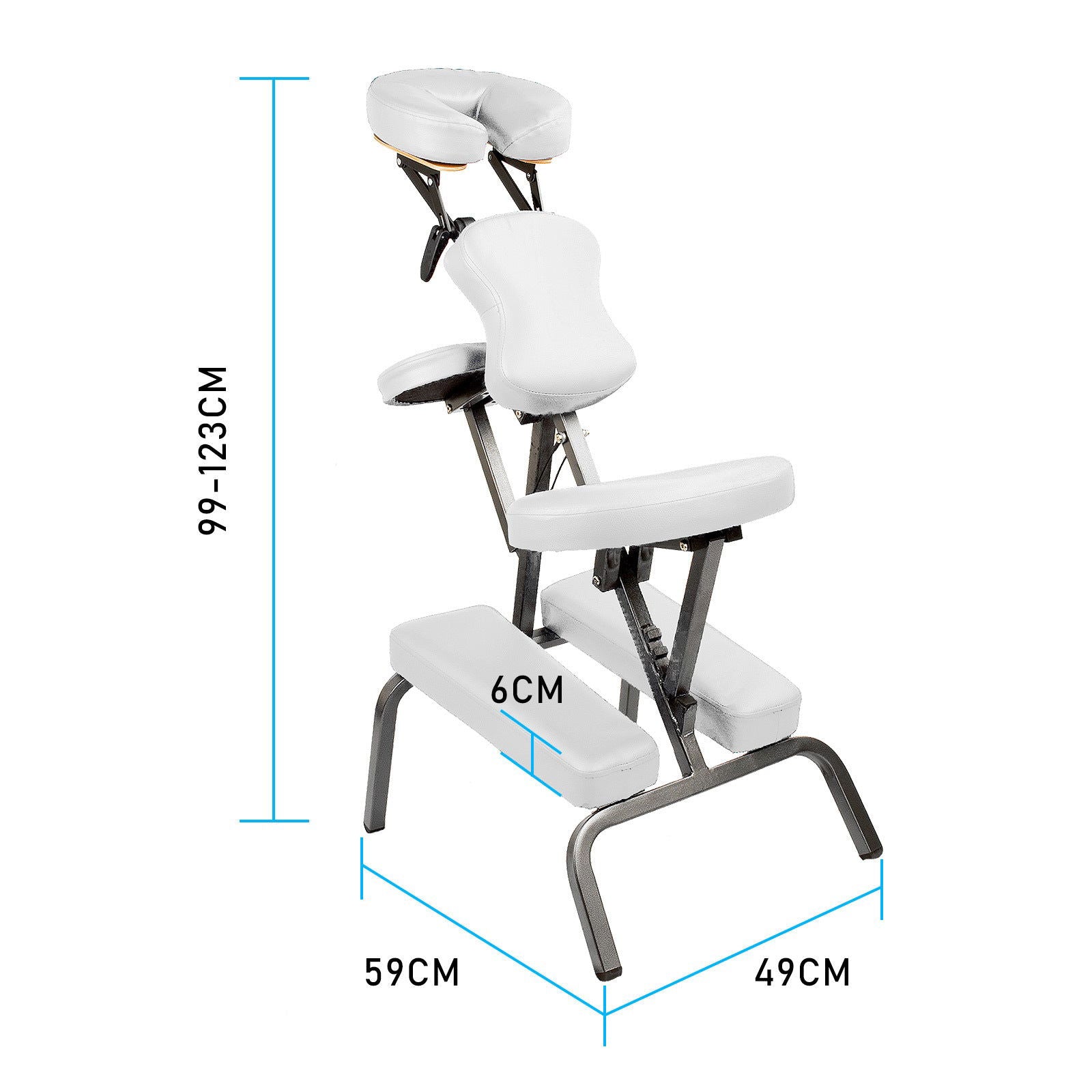 Aluminium portable chair for massage, medical fetish or BDSM - WHITE - Shhh...