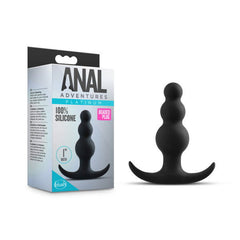 Anal Adventures Platinum Beaded Plug - Black 7.6 cm (3'') Silicone Butt Plug - Shhh...
