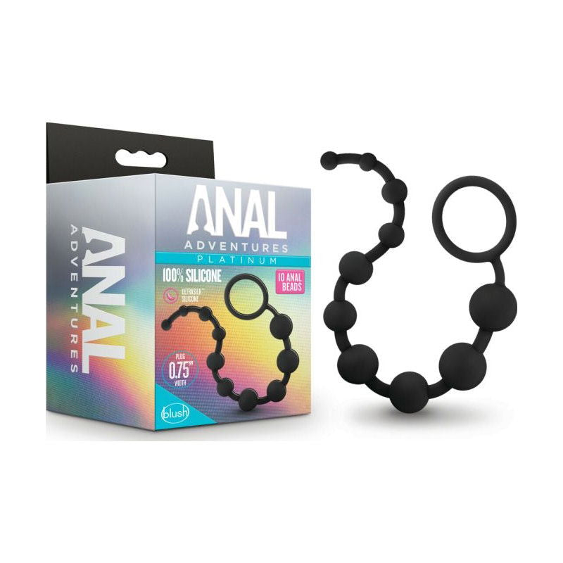 Anal Adventures Platinum Silicone 10 Anal Beads - Shhh...