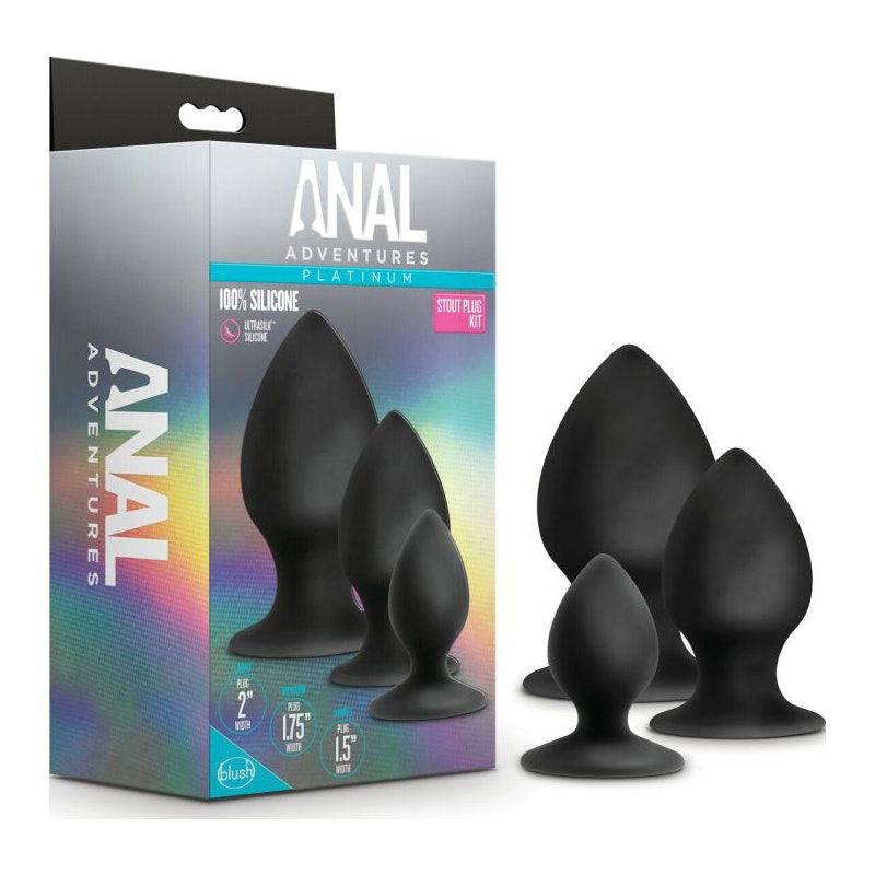 Anal Adventures Platinum Silicone Anal Stout Plug Kit - Shhh...